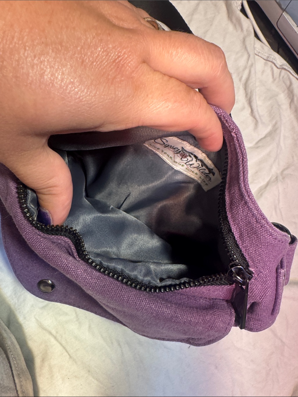 Casual Purple Canvas Crossbody Travel Bag With Adjustable Strap — image 3 of 4